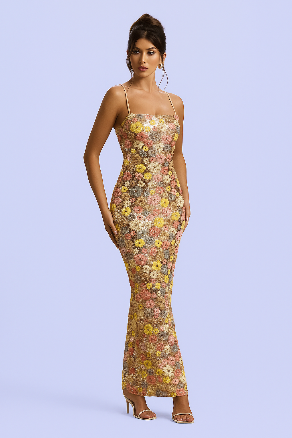 Sequin Floral Dress